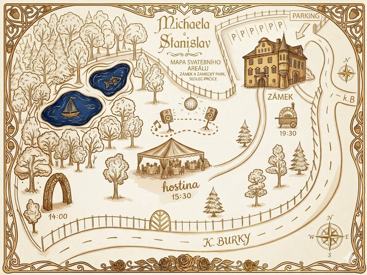 Mapa areálu Zámek Prčice