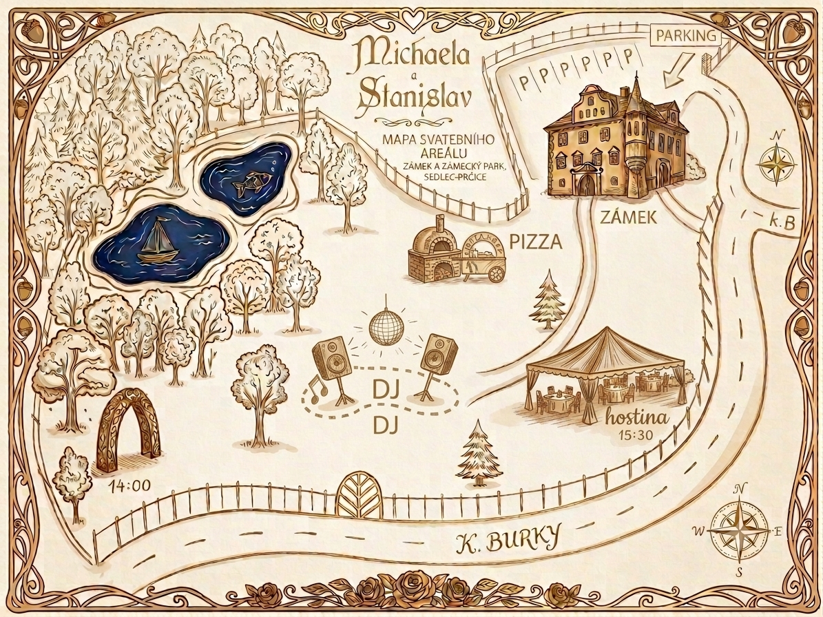 Mapa areálu Zámek Prčice